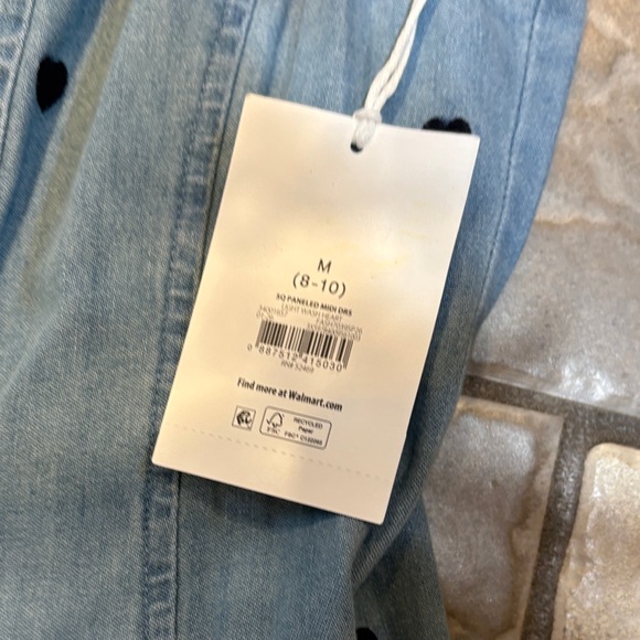 New Free Assembly Blue Denim Dress with Polka Dots - Picture 3 of 7